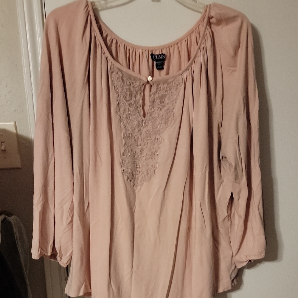 Chaps Women's Blush Lace Blouse